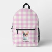 Klassieke roze witte plaid hond koffie personalise bedrukte rugzak (Voorkant)