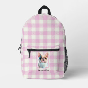 Klassieke roze witte plaid hond koffie personalise bedrukte rugzak