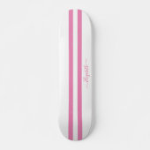 Klassieke roze witte racestapes Girly-monogram Persoonlijk Skateboard (Voorkant)