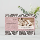 Klassieke  roze zwarte geboorte aankondiging (Staand voorkant)