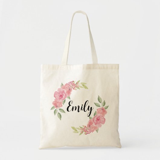 Klassieke Rozen Bloemstuk Bruidsmeisje Monogram Na Tote Bag (Voorkant)