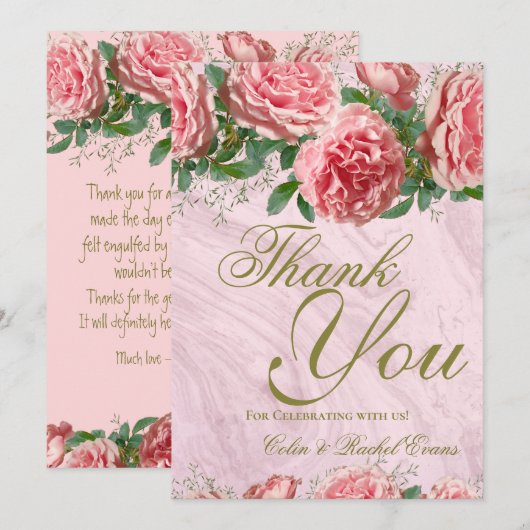 Klassieke Rozen Greenery Wedding Hartelijk dank (Voorkant / Achterkant)