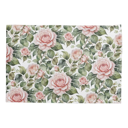 Klassieke Rozen & Salie Bladeren Kussensloop (Achterkant)