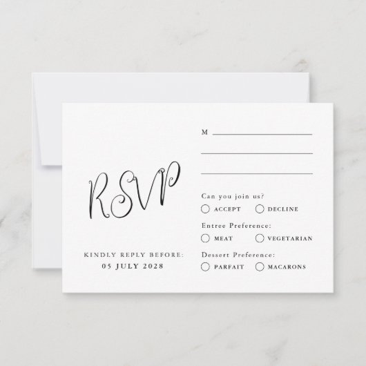 Klassieke RSVP-kaart, elegante stijl, minimalistis RSVP Kaartje (Voorkant)