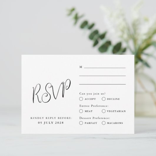 Klassieke RSVP-kaart, elegante stijl, minimalistis RSVP Kaartje (Staand voorkant)