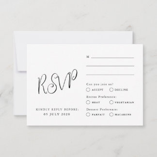 Klassieke RSVP-kaart, elegante stijl, minimalistis RSVP Kaartje