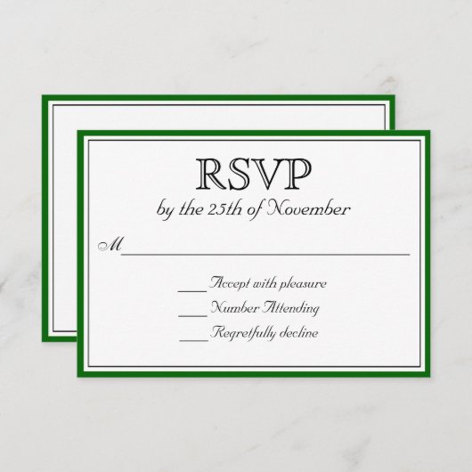 Klassieke RSVP met donkergroene rand (Voorkant / Achterkant)