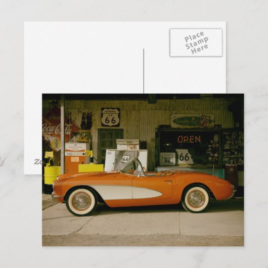 Klassieke RT 66-gasstation Briefkaart (Voorkant / Achterkant)