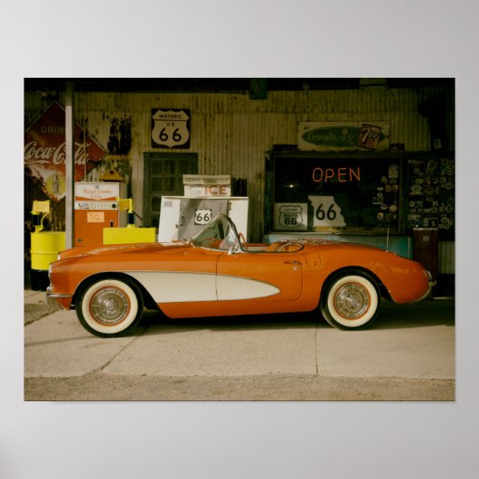 Klassieke RT 66-gasstation Poster (Voorkant)