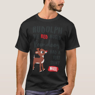 Klassieke Rudolph de rode neus rendier typografie T-shirt