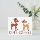 Klassieke Rudolph en Clarice Reindeer Briefkaart (Staand voorkant)