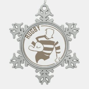 Klassieke Rugby Tin Sneeuwvlok Ornament