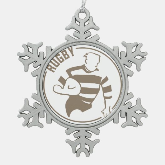 Klassieke Rugby Tin Sneeuwvlok Ornament (Voorkant)