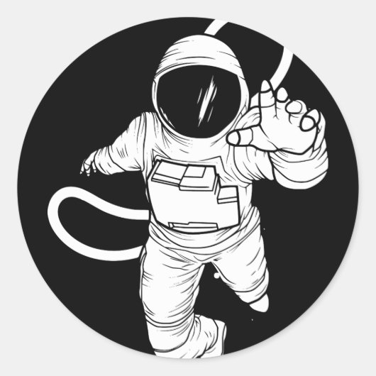 Klassieke Ruimte Grappige Astronaut Ronde Sticker (Voorkant)