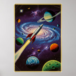 Klassieke  ruimtevaart Poster in Retro Sci-F