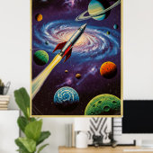 Klassieke ruimtevaart Poster in Retro Sci-F (Thuiskantoor)
