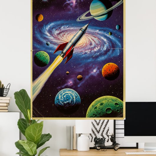 Klassieke ruimtevaart Poster in Retro Sci-F (Thuiskantoor)