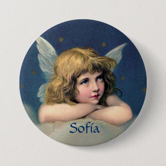 Klassieke rustende engel - Personaliseer - Ronde k Button 7,6 Cm (Voorkant)