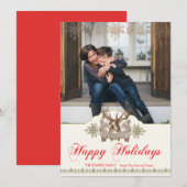 Klassieke  Rustic Deer Head Holiday-fotokaart Feestdagenkaart (Voorkant / Achterkant)