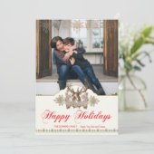 Klassieke  Rustic Deer Head Holiday-fotokaart Feestdagenkaart (Staand voorkant)