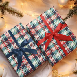 Klassieke Rustiek Rood Groen & Blauw Plaid Cadeaupapier