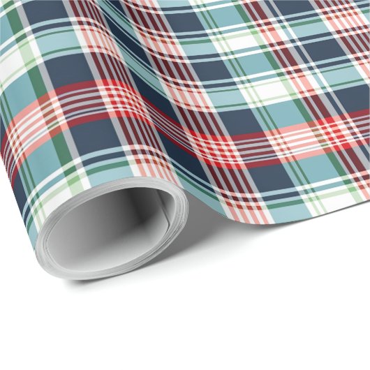 Klassieke Rustiek Rood Groen & Blauw Plaid Cadeaupapier (Rol Hoek)
