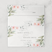 Klassieke Rustieke Blush Groene Bloemstuk Bruiloft Plaatskaartje (Buitenkant ongevouwen)