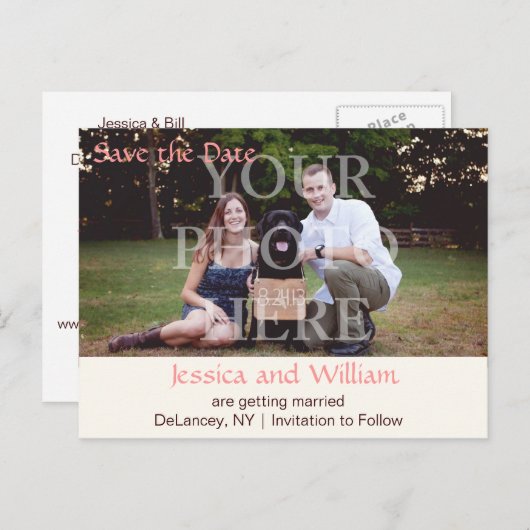 Klassieke rustieke bruiloft aankondigingskaart (Voorkant / Achterkant)