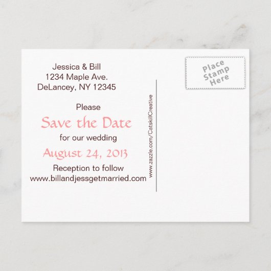 Klassieke rustieke bruiloft aankondigingskaart (Achterkant)