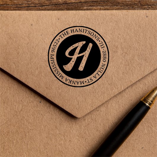 Klassieke Rustieke Familienaam Retoadres Circulair Zelfinktende Stempel