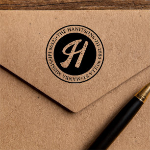 Klassieke Rustieke Familienaam Retour Adres Circul Rubberstempel