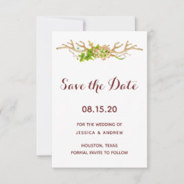Klassieke Rustieke Geweien & Wilde Bloemen Bewaar Save The Date