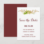 Klassieke Rustieke Geweien & Wilde Bloemen Bewaar Save The Date (Voorkant / Achterkant)