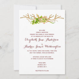 Klassieke Rustieke Geweien & Wilde Bloemen Bruilof Kaart