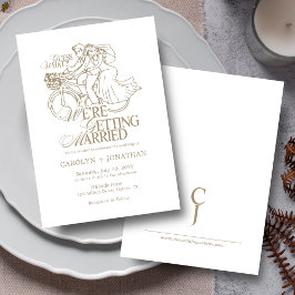 Klassieke  rustieke gouden monogram bruiloft kaart