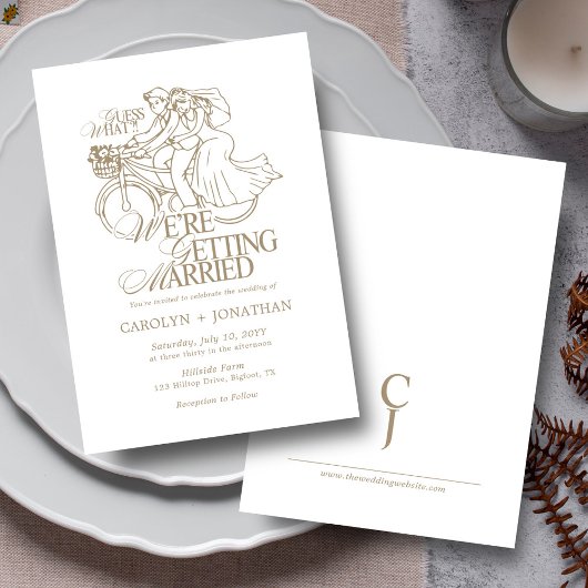 Klassieke  rustieke gouden monogram bruiloft kaart