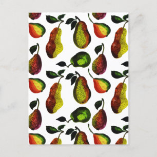Klassieke Rustieke Herfst Peer Fruit Waterverf Feestdagenkaart