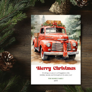 Klassieke rustieke Kerst rood auto feestelijke kun Feestdagenkaart