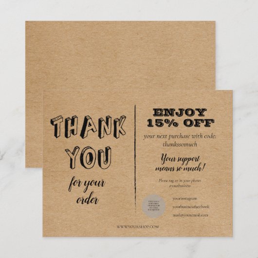 Klassieke Rustieke Kracht Bedankt Voor Bestelling  (Voorkant / Achterkant)