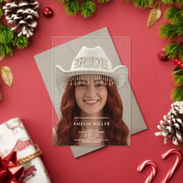 klassieke rustieke minimale cowboy bruidsdouche acryl uitnodigingen