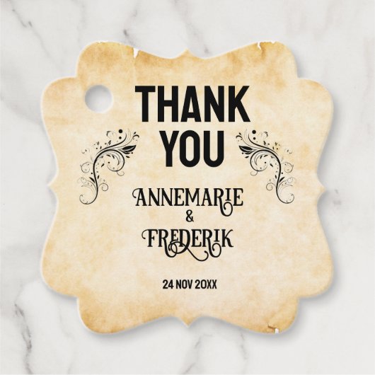 Klassieke rustieke perkament gunstlabels bedankjes labels (Voorkant)