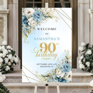 Klassieke rustieke stoffige blauwe gouden 90 verja poster