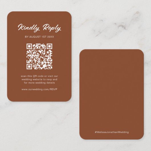 Klassieke Rustieke Terracotta QR Code Bruiloft RSV Informatiekaartje (Voorkant / Achterkant)