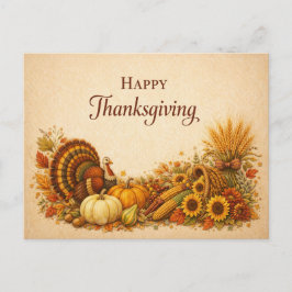 Klassieke rustieke Thanksgiving kalkoen oogst Feestdagenkaart