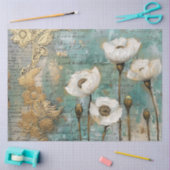 Klassieke  Rustieke Witte Poppies Decoupage Tissuepapier (Craft)