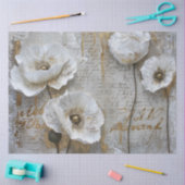 Klassieke  Rustieke Witte Poppies Decoupage Tissuepapier (Craft)