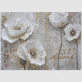 Klassieke  Rustieke Witte Poppies Decoupage Tissuepapier (Voorkant)