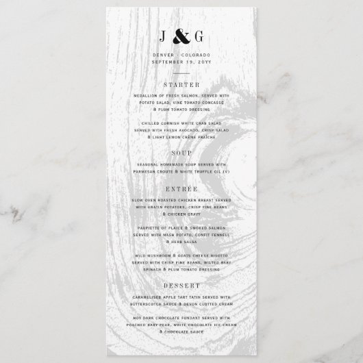 Klassieke rustieke Woodgrain Chique Witte Winter B Menu (Voorkant)