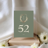 Klassieke Sage & Cream Monogram Gold Crest Bruilof Kaart