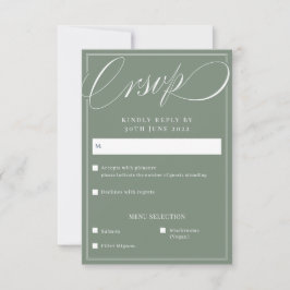 Klassieke Sage Elegant Script Kalligrafie Bruiloft RSVP Kaartje